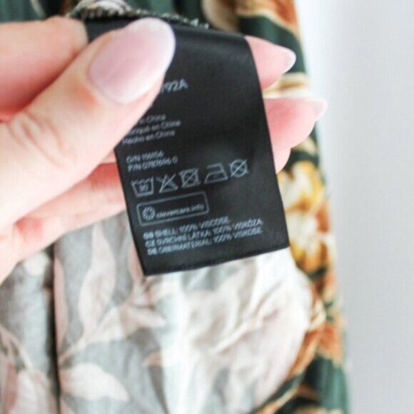 H&M Dark Green Floral Women's Mock Neck Tunic Mini Dress Long Sleeves 8 - Picture 7 of 7